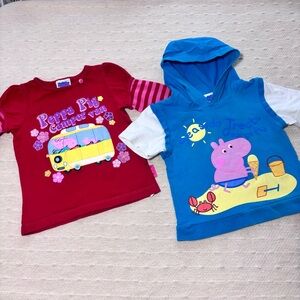 Peppa Pig Set of 2  t-shirt Red and Blue Long and short sleeves‎ Size 2-3T